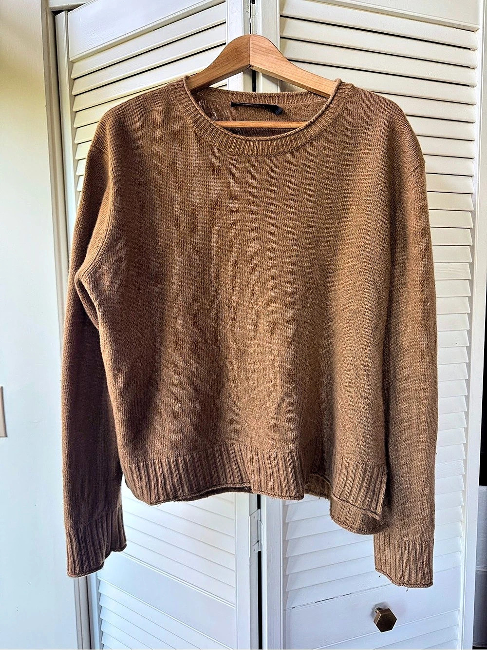 Jenni Kayne Everyday Sweater Camel Brown Wool Cashmere Blend Size L
